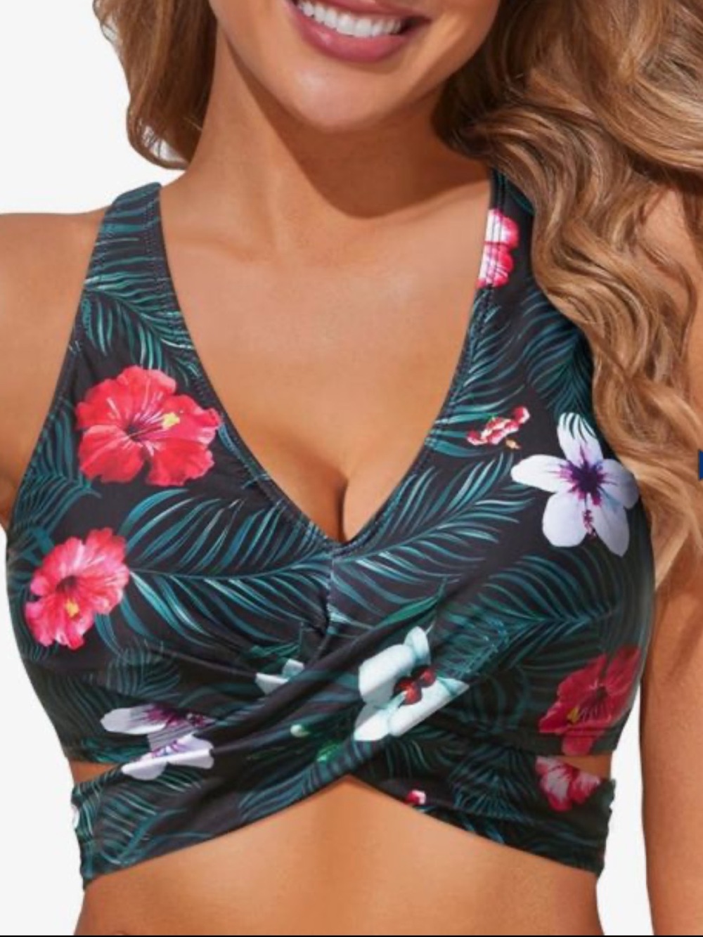 Aqua Eve Black Tropical Floral Wrap Swim Coverup